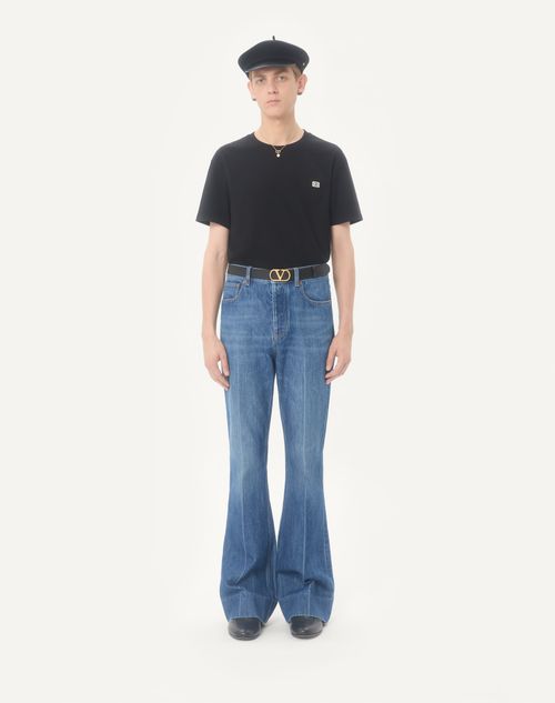 Valentino - Cotton T-shirt With Vlogo Patch - Black - Man - T-shirts And Sweatshirts